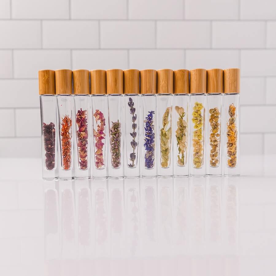 Silver Orange Botanical Roller Bottles for DIY essential-oil blends