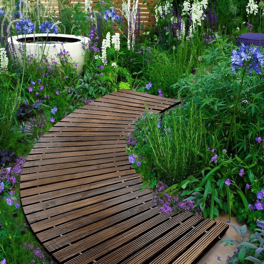 Plow and Hearth portable roll-out hardwood garden pathway
