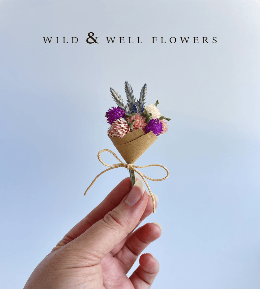 Wild and Well Flowers handcrafted mini dried flower bouquet magnet